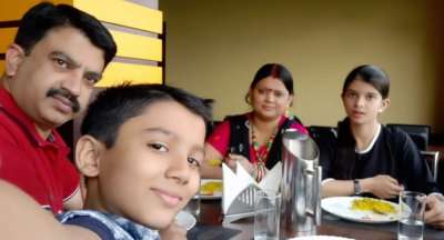 having lunch with family