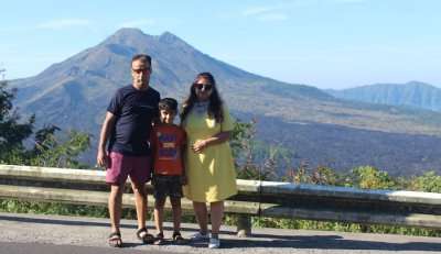 sightseeing of the volcano with family