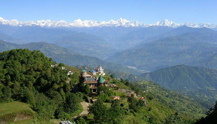 A View of a Mountain and houses