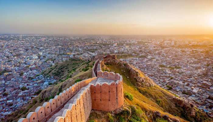 view from the fort of Jaipur, one of the best places to visit in India