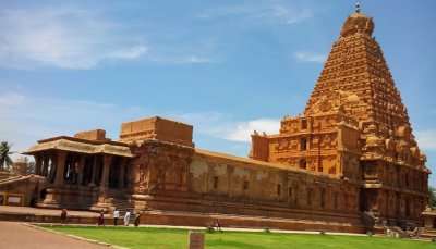 A majestic view of Brihadeshwara Temple which is among the famous temples in India