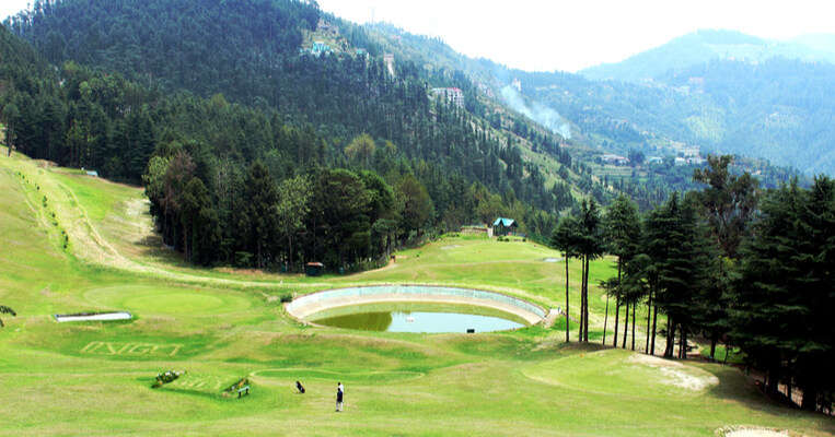 Golf field with mountain