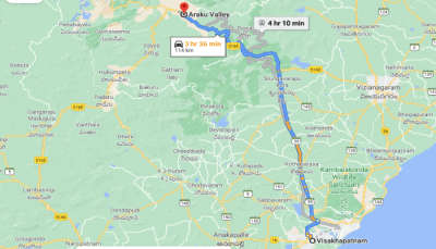 Road map from Vizag to Araku Valley