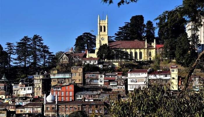 city view with church