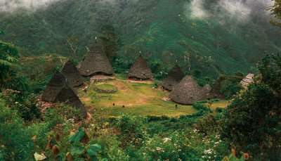 Aerial View of Wae Rebo Village, one of the beautiful places in Indonesia