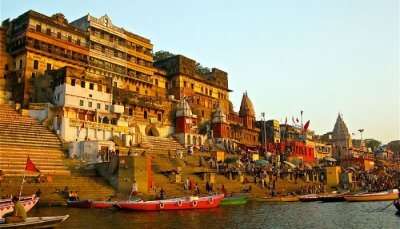 An enchanting view of Varanasi Ghat crowded with locals and tourists
