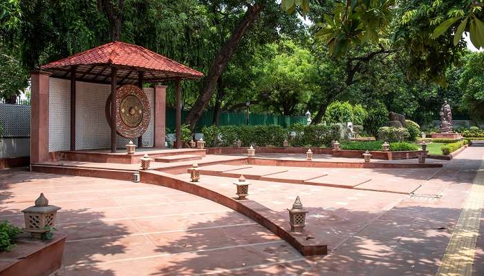 The footprints of Mahatma Gandhi leading up to the spot where he was assassinated, among the top places to visit in summer in Delhi.