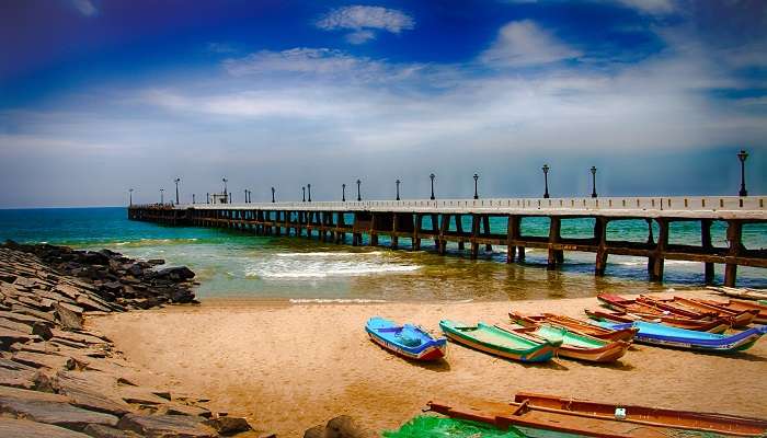 View of Pondicherry pier in summer