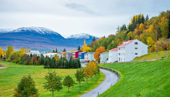 Scenery view of Akureyri, one of the best honeymoon destinations in Europe