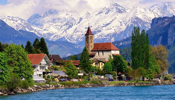 panoramic view of Interlaken, one of the best honeymoon destinations in Europe