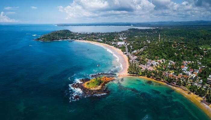 Aerial panorama of the tropical beach