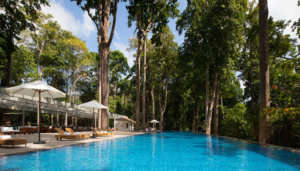 Pool side view of one of a luxury resort in Andaman