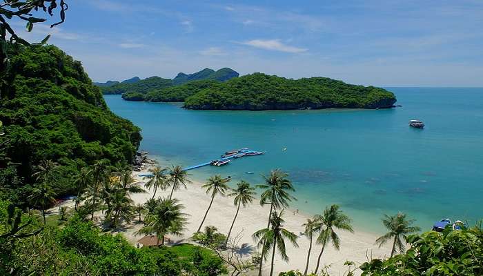Aerial view of Angthong National Marine Park, one of the best tourist places in Thailand