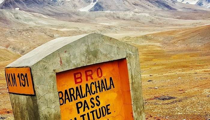 Baralacha Pass signboard in Spiti Valley