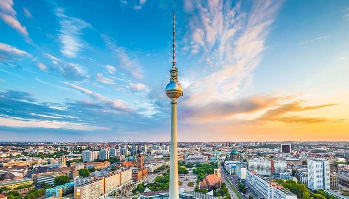 A stunning view of Berliner Fernsehturm, one of the best places to visit in Berlin