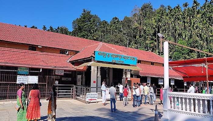 Entry of Horanadu Annapoorneshwari Temple which is one of the best places to visit in Chikamagalur.
