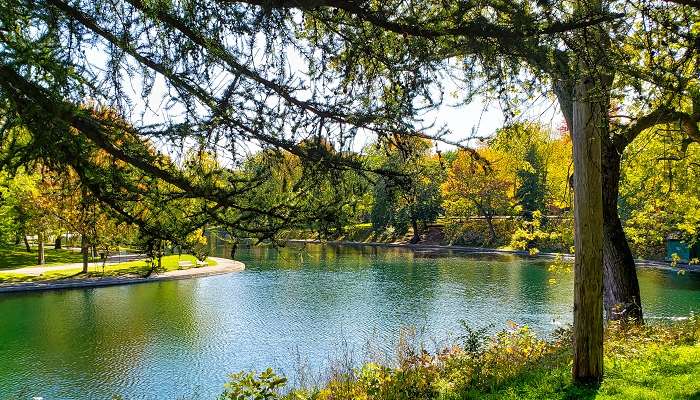 The picturesque vista of La Fontaine Park, among the best places to visit in Montreal.