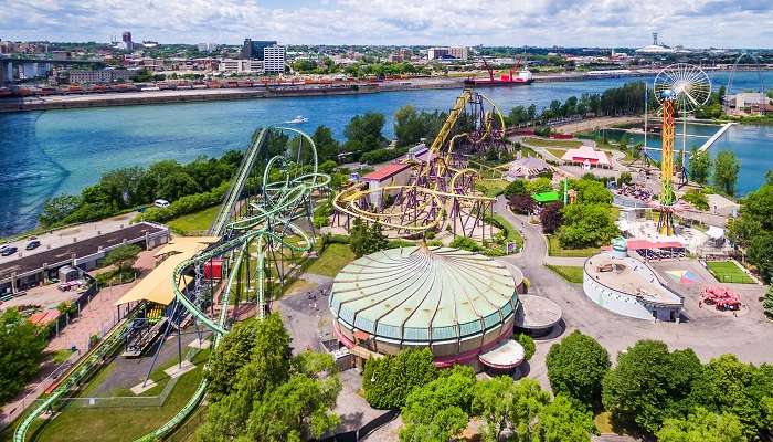 The view of La Ronde, an amusement park, one of the best places to visit in Montreal. 