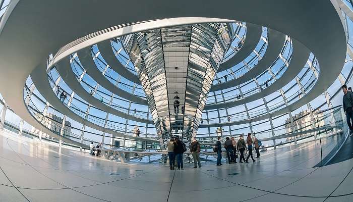 A mesmerising view of the dome at the Rebuilt Reichstag