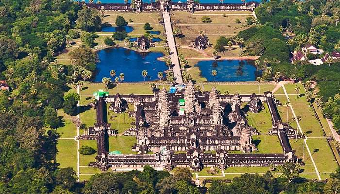 The aerial view of Angkor Wat , Siem Reap, best places To visit In August In Asia