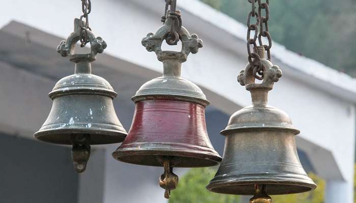 Temple bells in a temple compound.