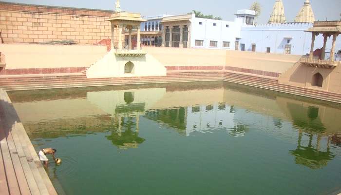 The holy waters of the Radha Kund which is believed to have magical qualities.