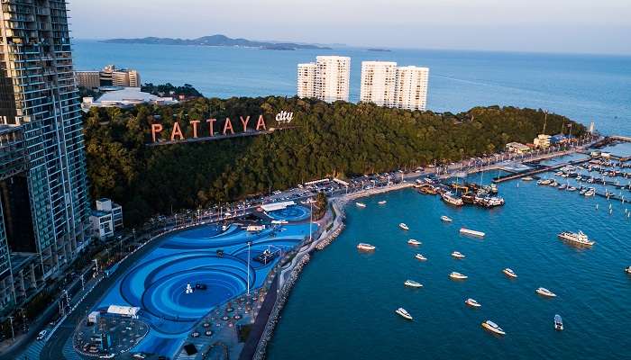 Aerial view of Pattaya, one of the best tourist places in Thailand.