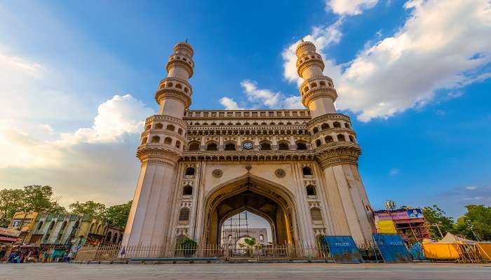 Charminar, a symbol of Hyderabad, on a bright sunny day
