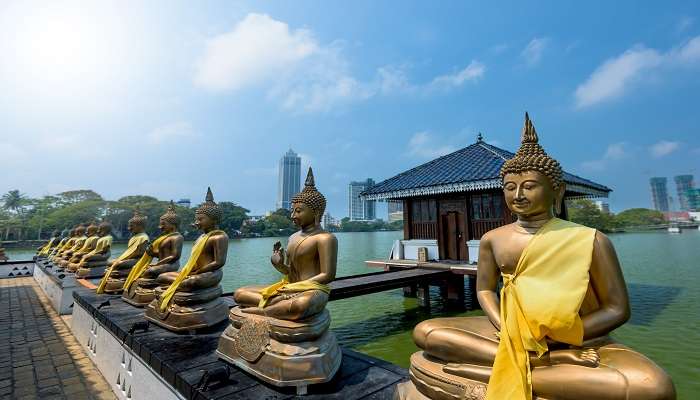 Buddha statues in Seema Malaka temple in Colombo