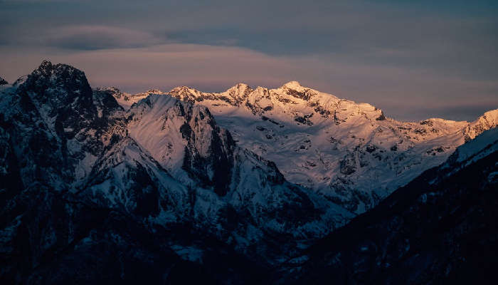 View of mountains covered with snow