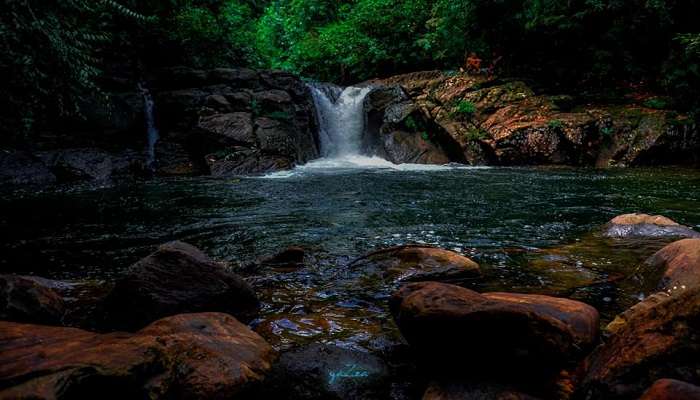 The waterfall at Polgampola amid lush greenery is one of the top places to visit in Bentota.