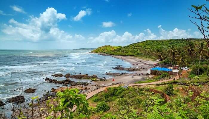 Hermosa vista de la playa de Anjuna