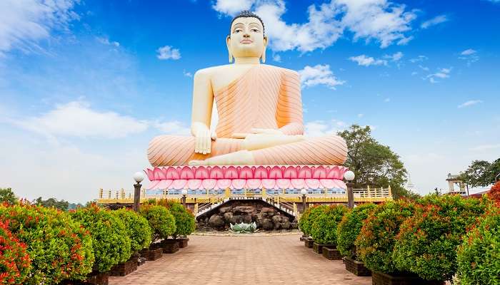 Big Buddha statue lying near Bentota beach