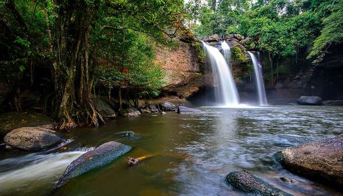 waterfall view in Khao Yai National park