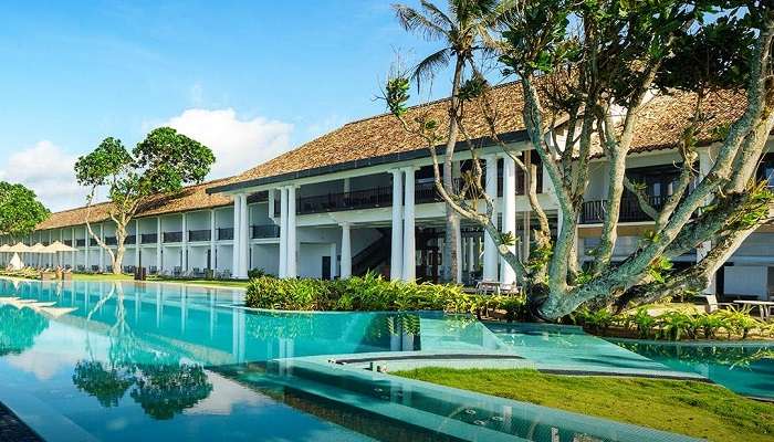 Pool side view of one of the best beach resorts in Sri Lanka