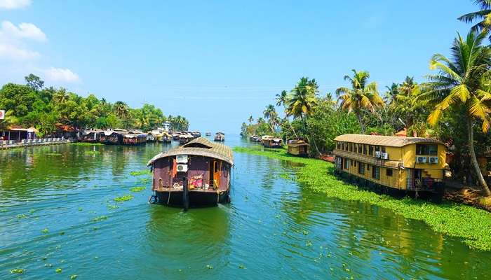 Houseboat in Alleppey, one of the most scenic places to visit in India