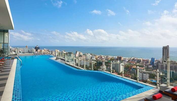 View from the infinity pool at Cinnamon Red Colombo