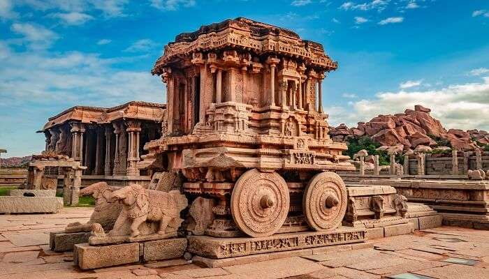 Witness the allure of hampi stone chariot which is one of the best tourist places near Hyderabad within 500 km