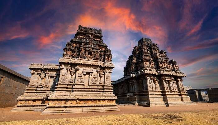 Temples in Hampi, one of the best places to visit in India for a spiritual getaway