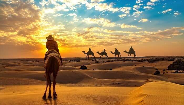 Camel safari at one of the best places to visit in India