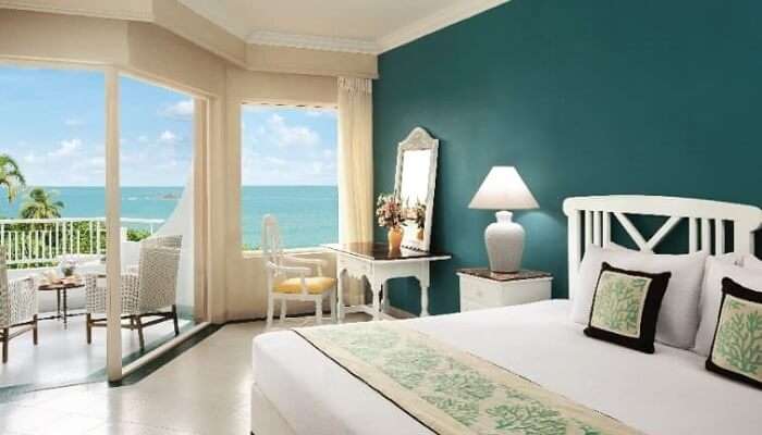 Alluring beach view from the luxurious room at Taj Bentota Resort & Spa