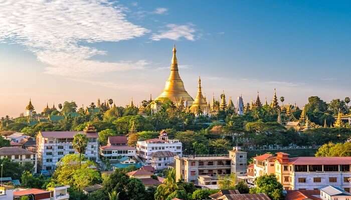 Yangon skyline with Shwedagon Pagoda in Myanmar