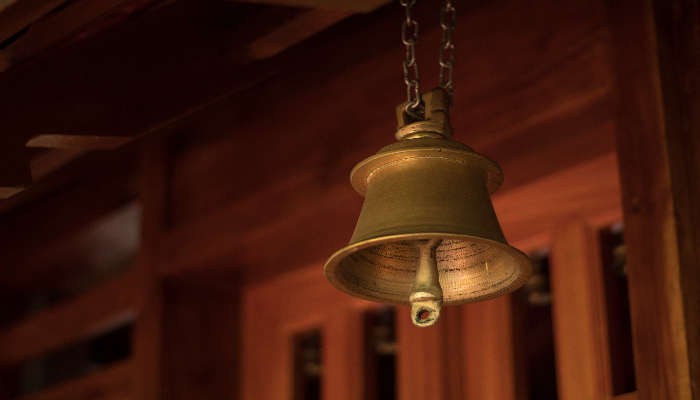 View of a bell in Abirami Amman Temple, which is among the best places to visit in Dindigul