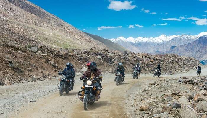 Bikers on their way from Leh to Nubra Valley