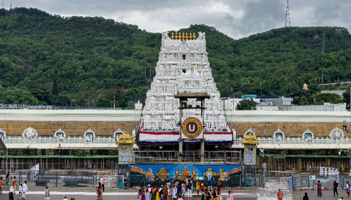 View of Sri Venkateswara Temple, also known as Tirupati Balaji Temple, which is among the top places to visit in Tirumala for religious souls
