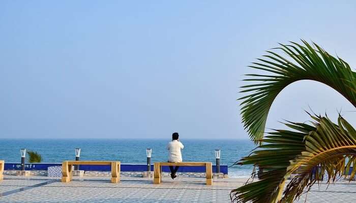 A person enjoying the view of Gopalpur on a winter day
