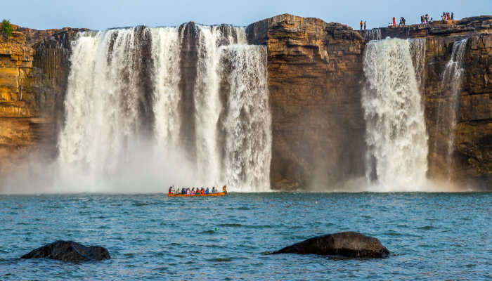 Marvel at the majestic Chitrakoot Waterfalls while exploring tourist places in Jagdalpur