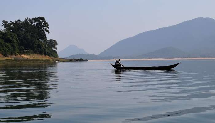 A Fisherman in the boat in Angul