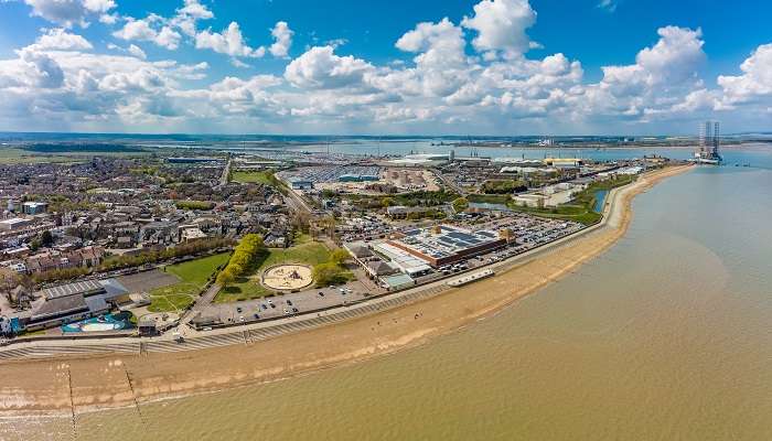 view from the above of beaches near London