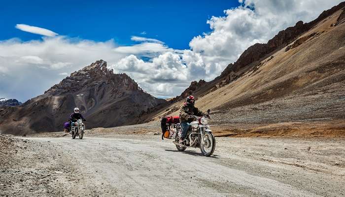 Bike tourists in Himalayas